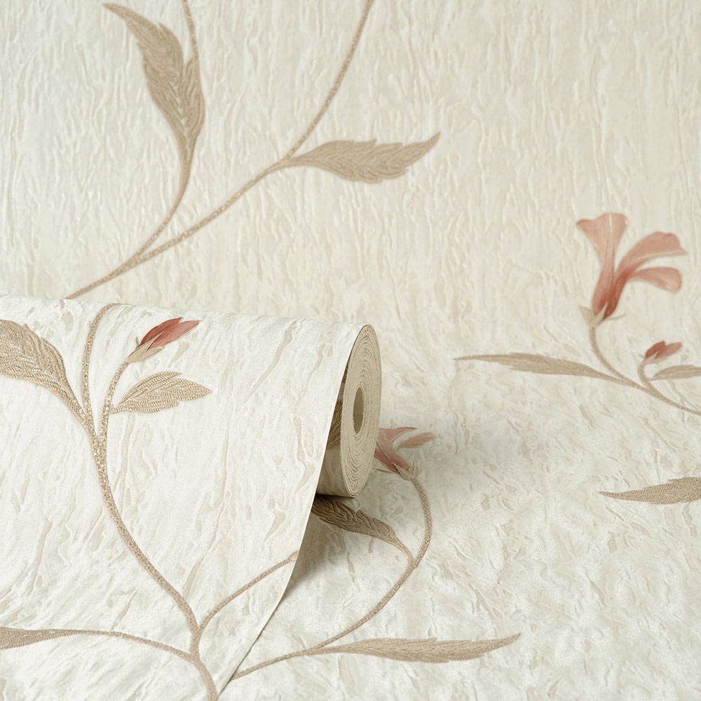 Bellagio Floral Wallpaper - Cream Pink - by Albany