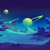 Panoramique Space Landscape Medium - Bleu - Origin Murals. Cliquez pour en savoir plus et lire la description.