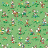 Papier peint Mickey & Minnie - Vert chewing-gum - Sanderson. Cliquez pour en savoir plus et lire la description.