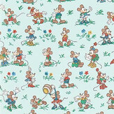 Mickey & Minnie Wallpaper - Bonbon Blue - by Sanderson. Click for more details and a description.