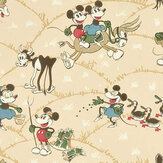 Mickey & Minnie - At the Farm Wallpaper - Butterscotch - by Sanderson. Click for more details and a description.