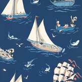 Donald Duck - Nautical Wallpaper - Night Fishing - by Sanderson. Click for more details and a description.