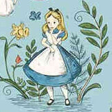 Alice in Wonderland Wallpaper - Puddle Blue - by Sanderson. Click for more details and a description.