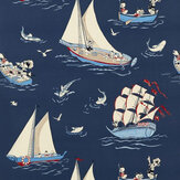 Tissu Donald Nautical - Pêche de nuit - Sanderson. Cliquez pour en savoir plus et lire la description.