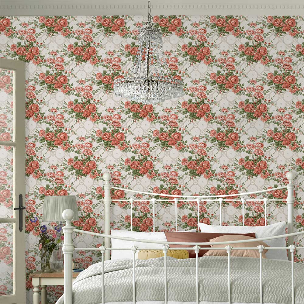 Country Roses Wallpaper - Old Rose Pink - by Laura Ashley