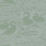 Swans Wallpaper - Jade Green - by Laura Ashley. Click for more details and a description.
