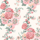 Hollyhocks Wallpaper - Coral Pink - by Laura Ashley. Click for more details and a description.