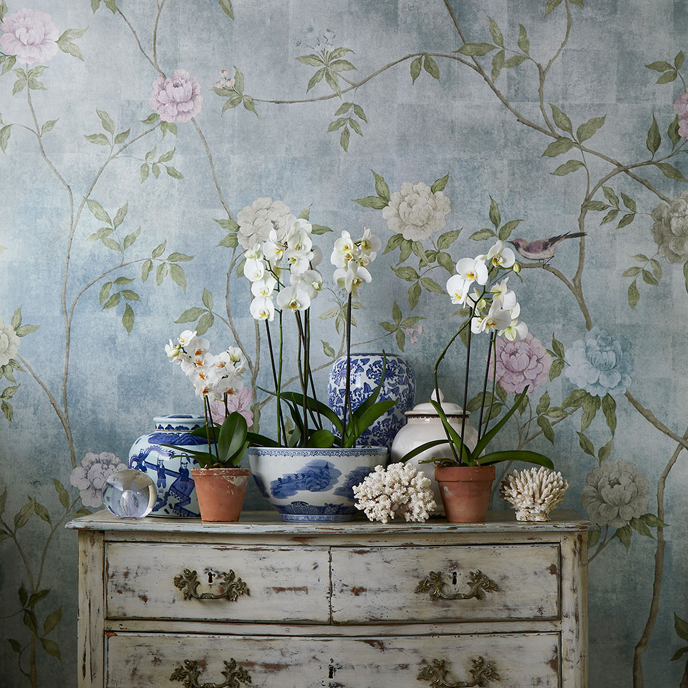 Chinoiserie Mural - Dove - by Sidney Paul & Co