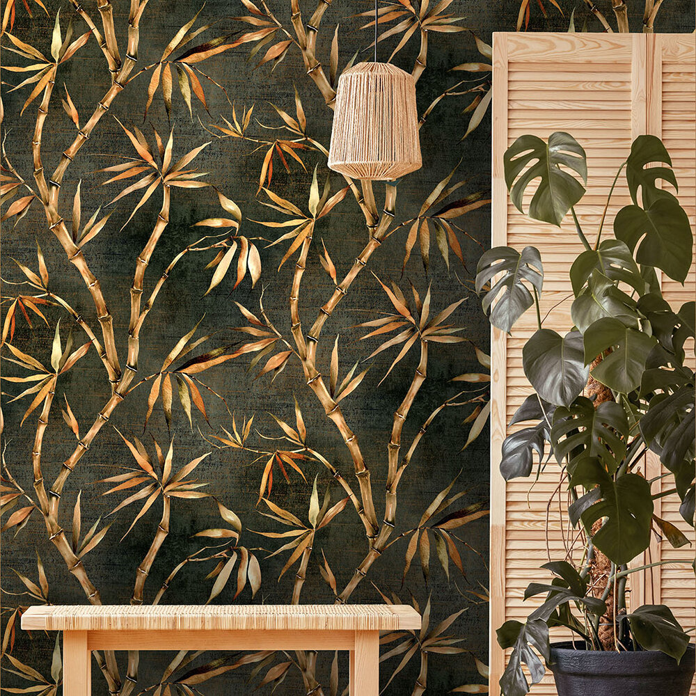 Bamboo Wallpaper - Forest Green - by Avalana Design