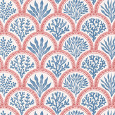 Coralli Wallpaper - Tomato/ Blue - by Jane Churchill. Click for more details and a description.