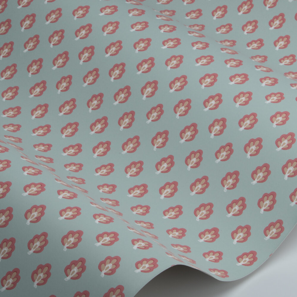 Albie Wallpaper - Aqua/ Coral - by Jane Churchill