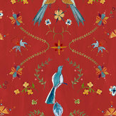 Metaphoric Birds Wallpaper - Red - by Coordonne. Click for more details and a description.