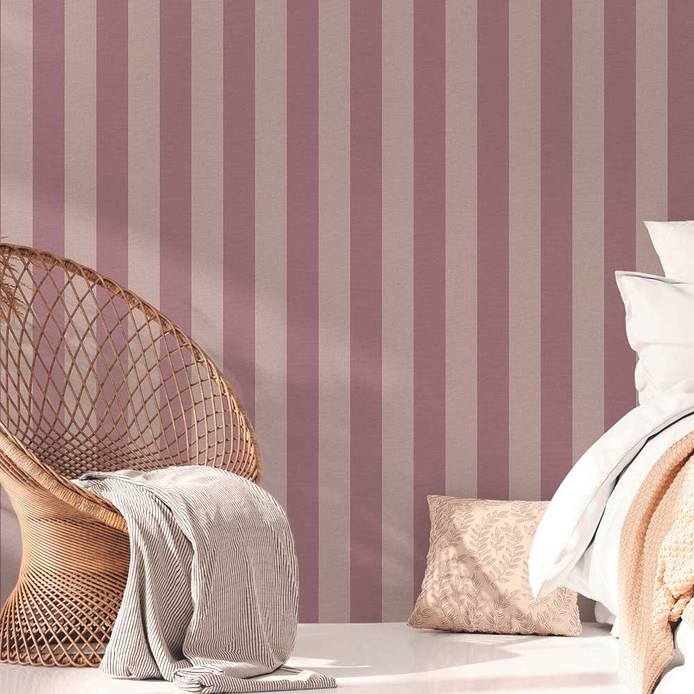 Striped Check Raspberry Simple Stripe by Albany - Raspberry - Wallpaper : Wallpaper Direct