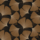 Tossed Ginkgo Leaf Wallpaper - Ebony & Metallic Copper - by NextWall. Click for more details and a description.