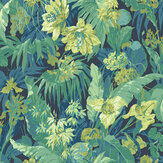 Tropical Floral Wallpaper - Indigo / Teal - by G P & J Baker. Click for more details and a description.