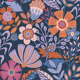 Oopsy Daisy Wallpaper - Blue Lilac Tangerine - by Envy. Click for more details and a description.