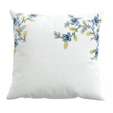Enys Garden Pillow Case Pairs Square  Pillowcase - Indigo and Ochre - by Sanderson. Click for more details and a description.