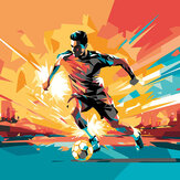Panoramique Football Player Abstract Landscape Medium Mural - Orange - Origin Murals. Cliquez pour en savoir plus et lire la description.