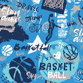 Panoramique Graffiti Basketball Medium Mural - Bleu - Origin Murals. Cliquez pour en savoir plus et lire la description.