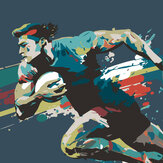 Panoramique Rugby Player in Graphic Style Medium Mural - Bleu - Origin Murals. Cliquez pour en savoir plus et lire la description.