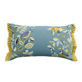 Kingfisher & Iris Cushion - Azure - by Sanderson