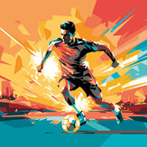Panoramique Football Player Abstract Landscape Large Mural - Orange - Origin Murals. Cliquez pour en savoir plus et lire la description.