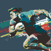 Panoramique Rugby Player in Graphic Style Large Mural - Bleu - Origin Murals. Cliquez pour en savoir plus et lire la description.