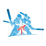 Panoramique Cricket Players Large Mural - Bleu - Origin Murals. Cliquez pour en savoir plus et lire la description.