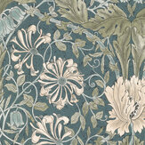 Honeysuckle & Tulip Wallpaper - Peacock - by Morris. Click for more details and a description.
