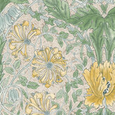 Honeysuckle & Tulip Wallpaper - Sunflower / Thyme - by Morris. Click for more details and a description.