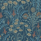 Flower Meadow Wallpaper - Prussian Blue - by 1838 Wallcoverings. Click for more details and a description.