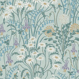 Papier peint Flower Meadow - Céleste - 1838 Wallcoverings. Cliquez pour en savoir plus et lire la description.