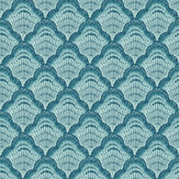 Calico Shell Wallpaper - Aqua - by 1838 Wallcoverings. Click for more details and a description.