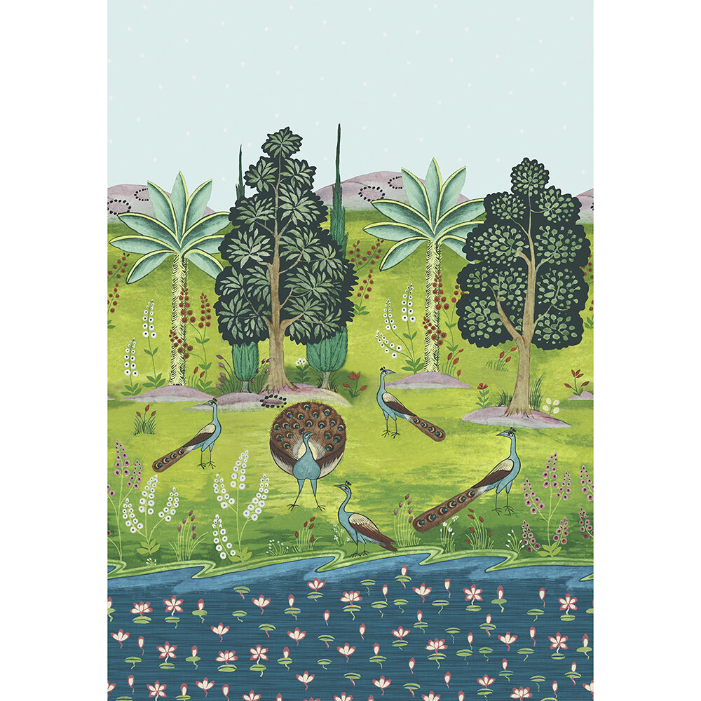 Garland of Ragini Mural - Day - by 1838 Wallcoverings