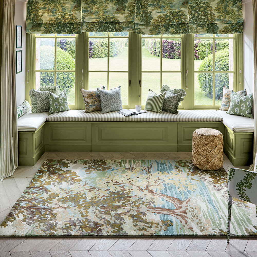 Ancient Canopy Rug - Fawn and Olive Green - by Sanderson