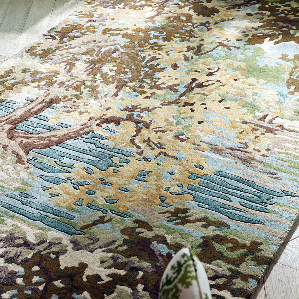 Ancient Canopy Rug - Fawn and Olive Green - by Sanderson