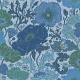 Fleur Wallpaper - Denim - by Wear The Walls. Click for more details and a description.