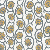 Geranium Stripe Wallpaper - Bude Blue & Smith Yellow - by Josephine Munsey. Click for more details and a description.