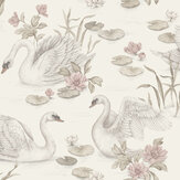 Lily Swan Wallpaper - Ivory - by Boråstapeter. Click for more details and a description.