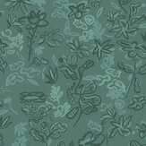 Crazy Flowers Wallpaper - Turquoise - by Tres Tintas. Click for more details and a description.