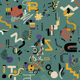 Funny Shapes Wallpaper - Turquoise - by Tres Tintas. Click for more details and a description.