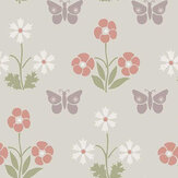 Burges Butterfly Wallpaper - French Grey - by Little Greene. Click for more details and a description.