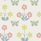Burges Butterfly Wallpaper - Slaked Lime - by Little Greene. Click for more details and a description.