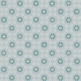 Ditsy Block Wallpaper - Bone China Blue - by Little Greene. Click for more details and a description.