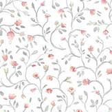 Petit Point Floral Wallpaper - Pink / Grey - by Galerie. Click for more details and a description.