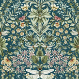 Mirabell Wallpaper - Teal - by Clarke & Clarke. Click for more details and a description.