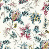 Sizergh Wallpaper - Teal / Berry - by Clarke & Clarke. Click for more details and a description.