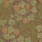 Vine Wallpaper - Red / Green - by Galerie. Click for more details and a description.