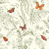 Papillon Wallpaper - Green / Orange - by York. Click for more details and a description.