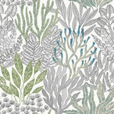 Coral Leaves Wallpaper - Blue / Green - by York